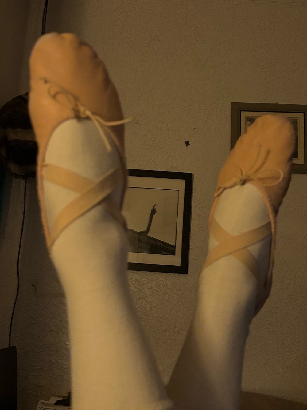 Bloch Leather Ballet Flats in Nude Blush with Cross Straps - Picture 3 of 9